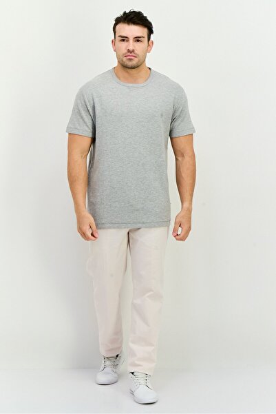 French Connection Men Crew Neck Short Sleeves Brand Logo T-Shirt, Light Grey