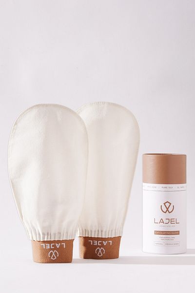 Lajel Premium Couple Series - 2-Pack Bath Shower Scrub, Exfoliating Gloves 100% Flush Silk, for Normal Skin
