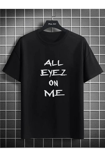 Pisa Art Μαύρο μπλουζάκι All Eyes On Me με στάμπα