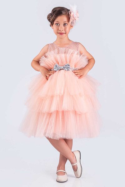 vestitino Salmon Katkat Tulle Cool Girl's Evening Dress 1608