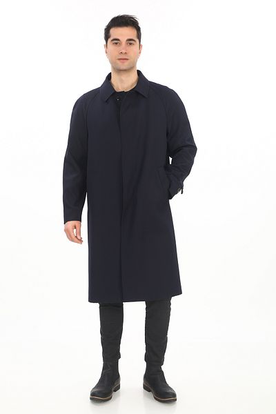 ŞAN GİYİM 5090 Men's Navy Blue Baby Collar Raglan Sleeve Long Length ALTINYILDIZ Topcoat