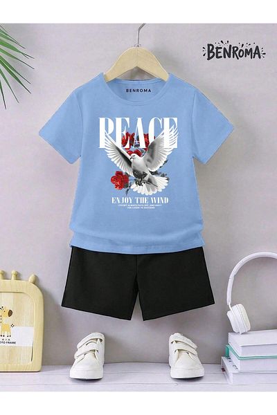 BENROMA Set pantaloni scurți unisex pentru copii - imprimat cu caractere