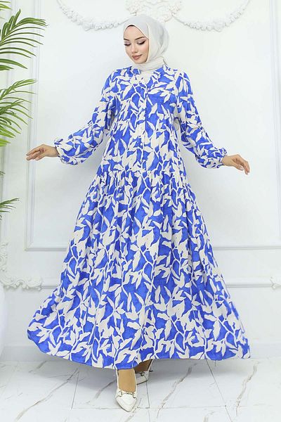 giyze Φόρεμα με σχέδιο βισκόζης Saks Blue 2424