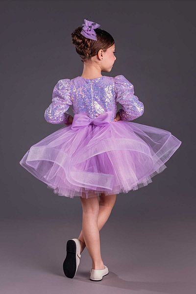vestitino Lilac Tutu Skirt Sequined Long Sleeve Dress 1660