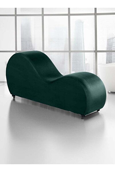 soufa dibaj كرسي استرخاء رومانسي صغير فاخر بنمط سادة من قماش المخمل - أخضر غامق - 170 × 70 × 40 سم