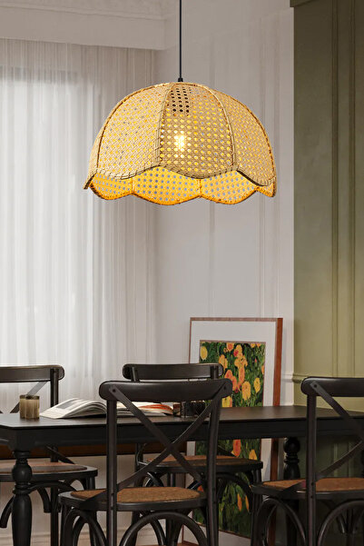 Apliqa Alvise Tekli Hazeran Model Rattan Modern Tasarım Oturma Odası Avize