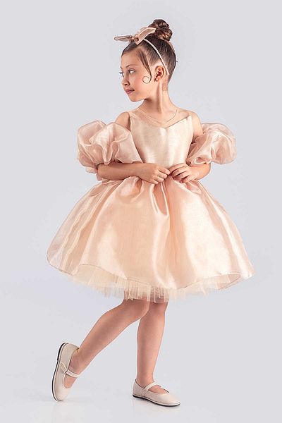 vestitino Beige Princess Model Fluffy Girl's Evening Dress 1666