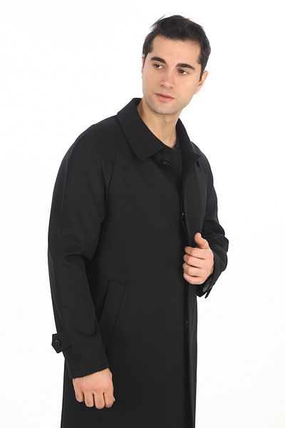 ŞAN GİYİM 5090 Men's Black Baby Collar Raglan Sleeve Long Length ALTINYILDIZ Topcoat