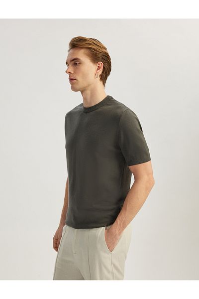 Koton Crew Neck Viscose Blended Basic Short Sleeve Knitwear T-Shirt