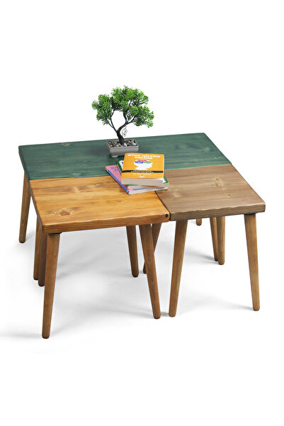 Mobenta Doğal Ağaç Masif Hibrit Kütük Yapboz Orta Zigon Sehpa