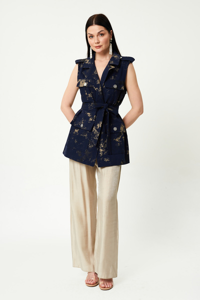 Jupe Kadın Kot Kumaş Varaklı Yelek 9241