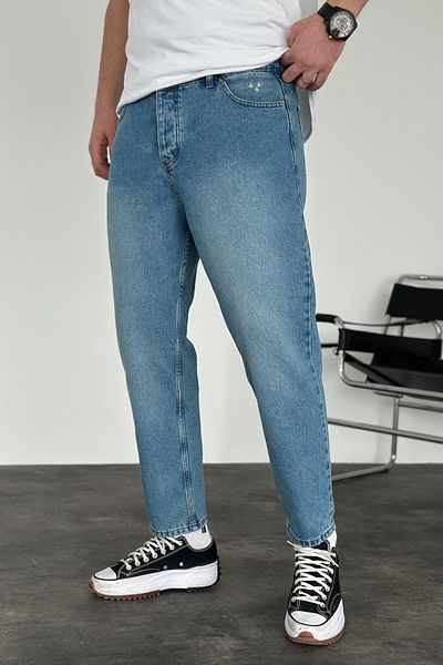 MADZEYMODA Μπλε σκισμένο λεπτομερές Boyfriend Mold Jean - KE-399