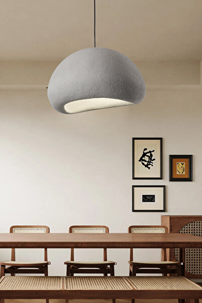 Apliqa Tretan Büyük Gri Beton Modern Sarkıt Oturma Odası Salon Sarkıt Avize