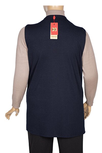 Hermevsim Hesna Women's Buğra Pocket Buttonless Navy Blue Vest