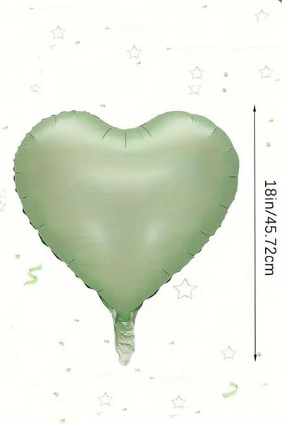 BeySüS Soft Green Retro Heart Foil Balloon 18 Inch 5 Pieces