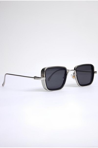Eyesofia Leon Unisex Titanium Silver Black Sunglasses