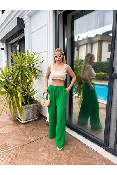 For Angels Linen Elastic Waist Loose Fit Trousers