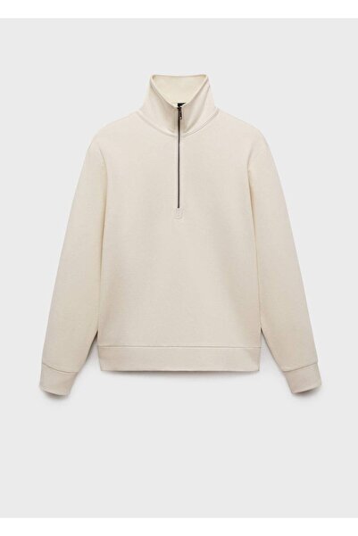 MANGO Man Fermuarlı regular kesim pamuklu sweatshirt