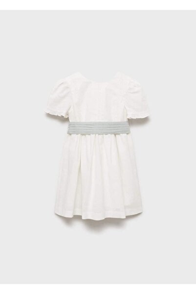 MANGO Baby Linen Blended Bow Dress