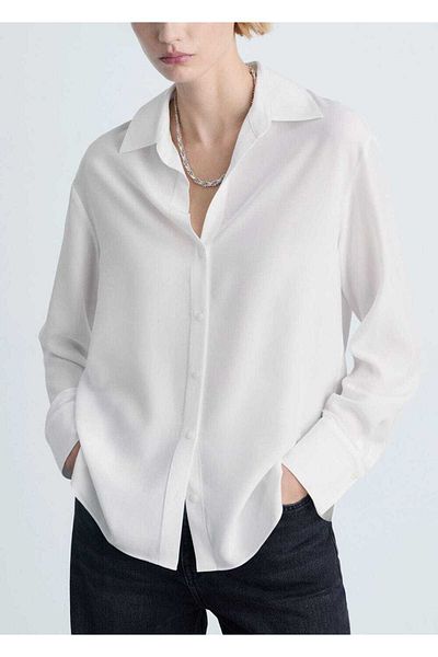 MANGO Woman Υγρό πουκάμισο Lyocell