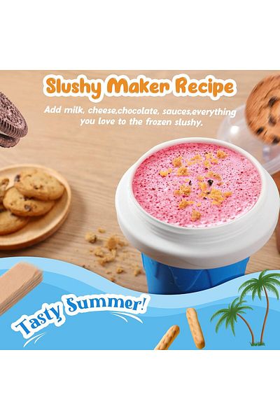 AWH Slushy Cup, Frozen Magic Slushie Maker Cup Squeeze, Cool Fun Stuff Things Gadgets (Blue)