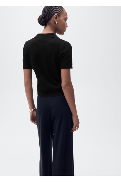 MANGO Woman Ajur örgü polo yaka kazak