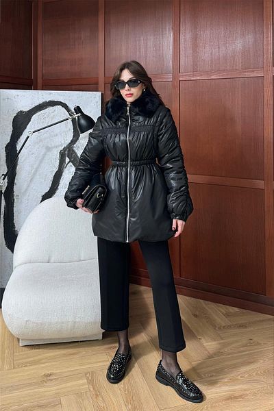 Ahel Tasarım Naggy Fur Collar Puffer Coat