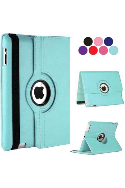 AWH غطاء جلدي ذكي مع حامل دوار 360 درجة لجهاز iPad Air 3 2019 / Pro 10.5" 2017، أزرق فاتح.