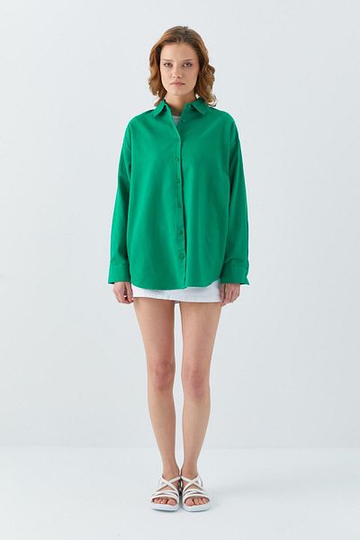 Mixray Green Basic Shirt - 4621 Women's Pleated Back