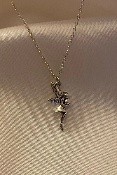 AAcc. Gümüş Ince Paslanmaz Çelik Zincirli Peri Kolye 40 Cm