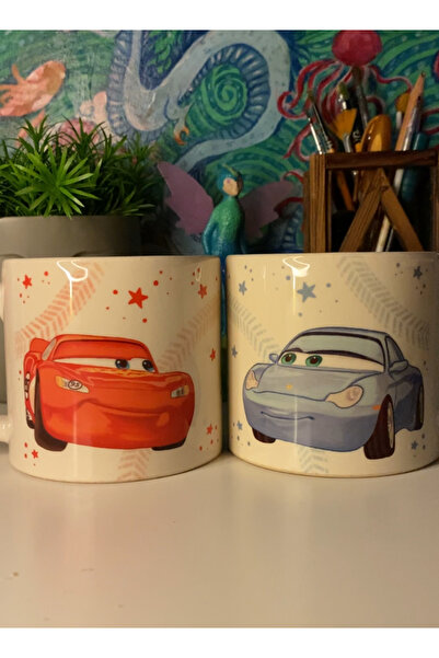 westartic Cars Arabalar Mcqueen & Sally 2’li Çift Kupa Bardak Çay Kahve Fincanı
