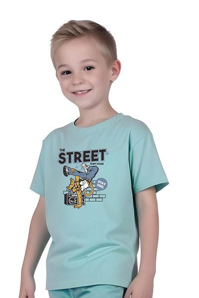 panios kids Street Panther Printed Boy Capri and T-Shirt Bottom-Top Set