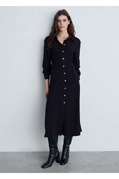 MANGO Woman Beli drape midi elbise