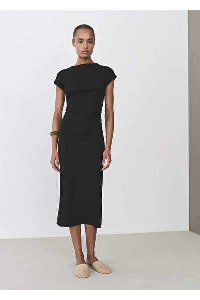 MANGO Woman Drape detaylı midi elbise