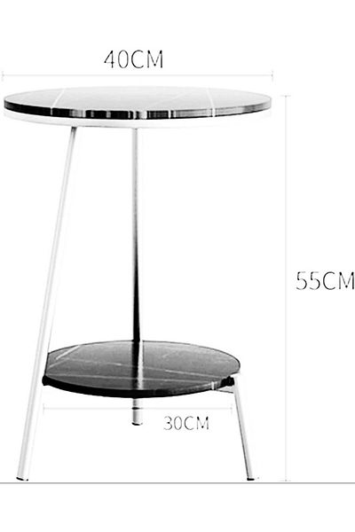 Generic Marble wood side table with gold and white metal - 40 x 55 cm