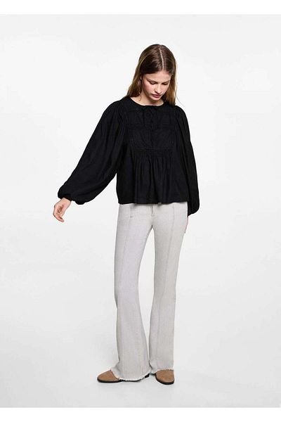 Mango Teen Tie Collar Blouse