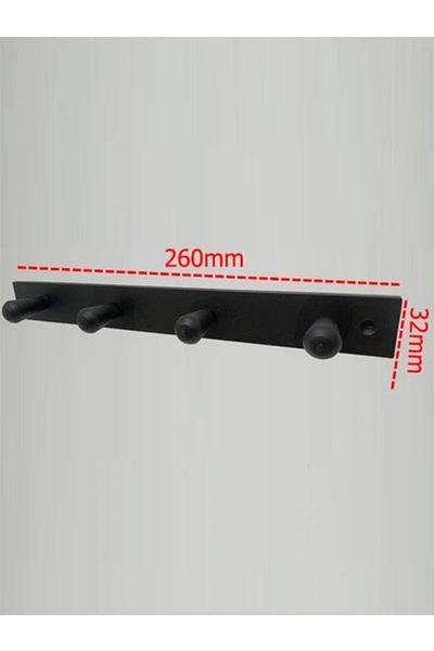 ardini Black or Bathrobe Mat - Screw and Self-adhesive Bathroom Hanger Conical Towel Quadruple