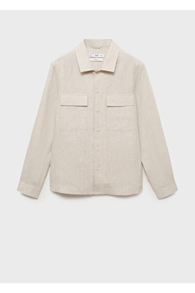 MANGO Man Cepli %100 keten gömlek ceket