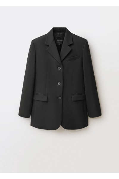 MANGO Woman Düz kesim düğmeli blazer ceket