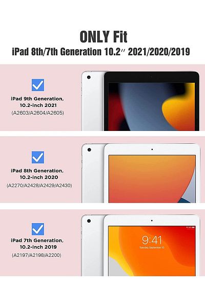 AWH iPad 10.2 Case - 9th/8th/7th Gen, Slim Translucent Hard PC Smart Cover with Stand, Light Pink.