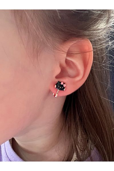 Mila Lumiere Black Cat Magnet Children's Earrings