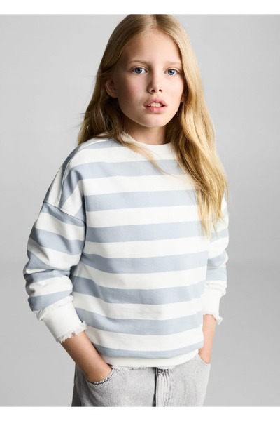 MANGO Kids Çizgili koton sweatshirt