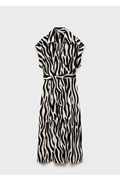 MANGO Woman Zebra desenli gömlek elbise