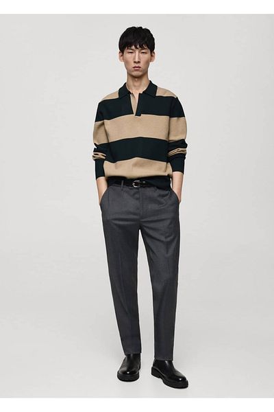 MANGO Man Striped Polo Sweater