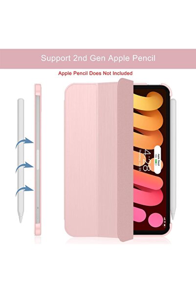 AWH iPad Mini 7/6 Case, Slim Trifold Stand, Auto Wake/Sleep, Hard PC Back Cover, Pink Sand.