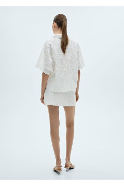 MANGO Woman Çiçek işlemeli pamuklu etek