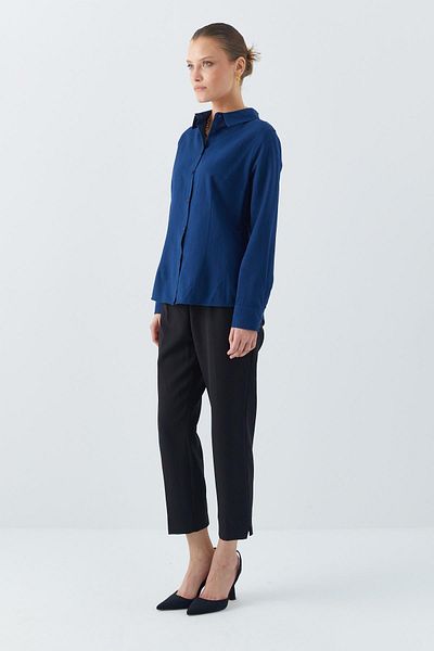 Mixray Navy Blue 4634 Women's Collared Fit Shirt