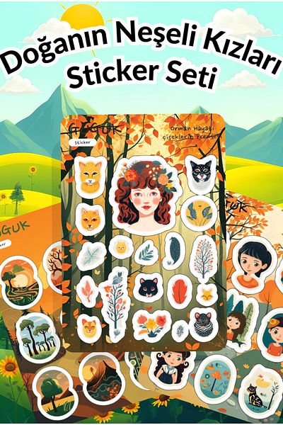 GUGUK Nature's Joyful Girls Sticker Leaves Set