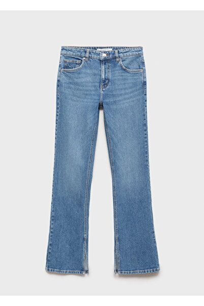 MANGO Woman Orta bel yırtmaçlı düz kesim jean