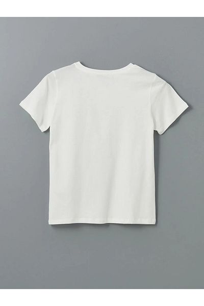 LC Waikiki Lcwaikiki Classic Ecru Crew Neck Rhinestone Women's T-Shirt